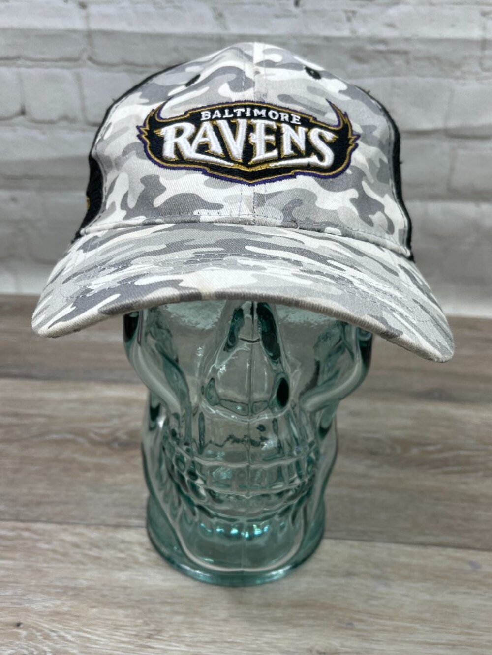 BALTIMORE RAVENS 30 SEASONS IN NFL COMMEMORATIVE CAMO FOOTBALL SNAPBACK HAT